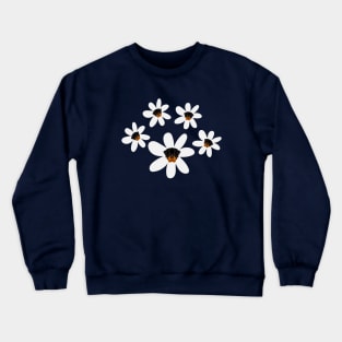 Rottweiler Head in White Flower Crewneck Sweatshirt